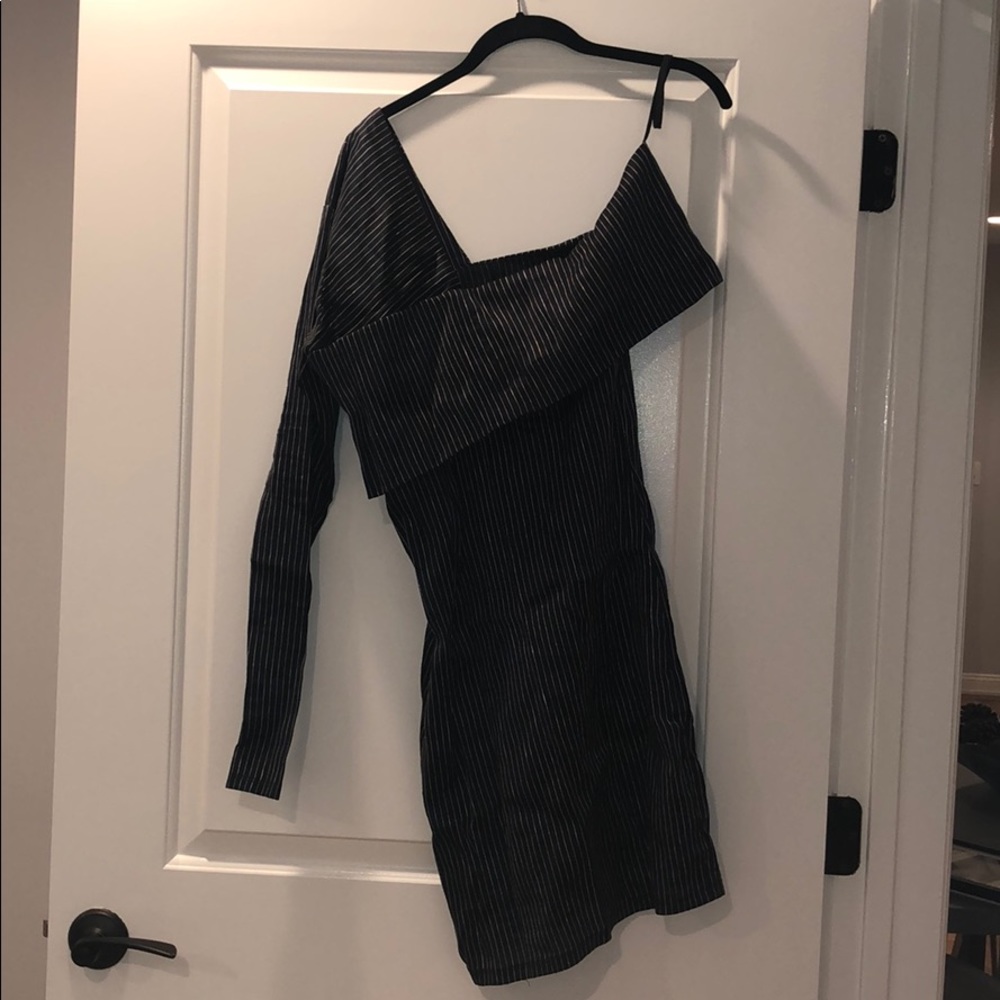 Beaufille dark grey pinstripe dress